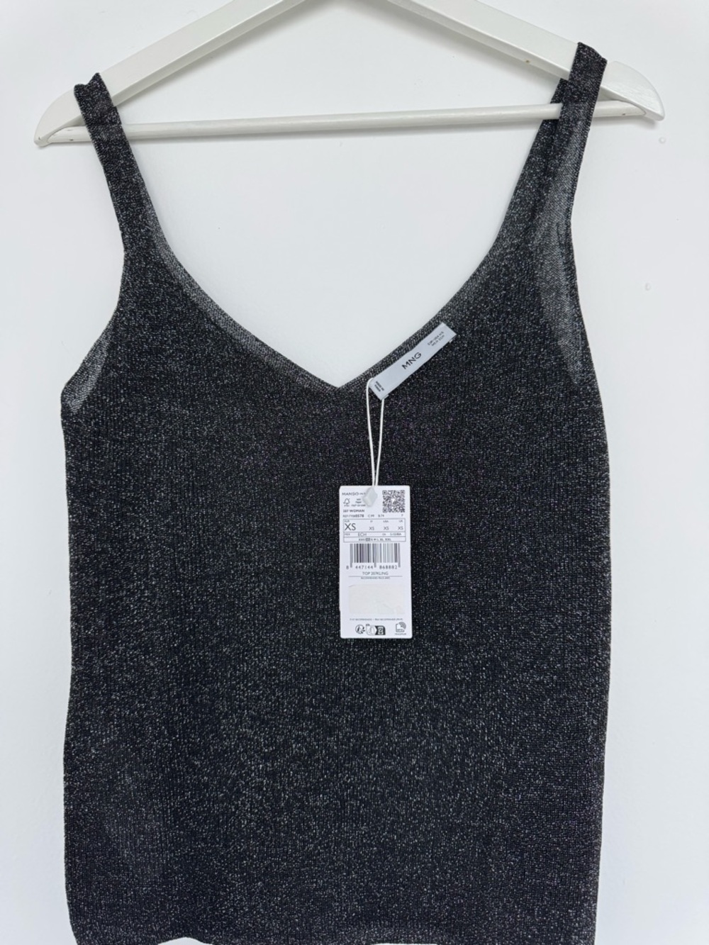 Zara Black Metallic V-Neck Tank Top